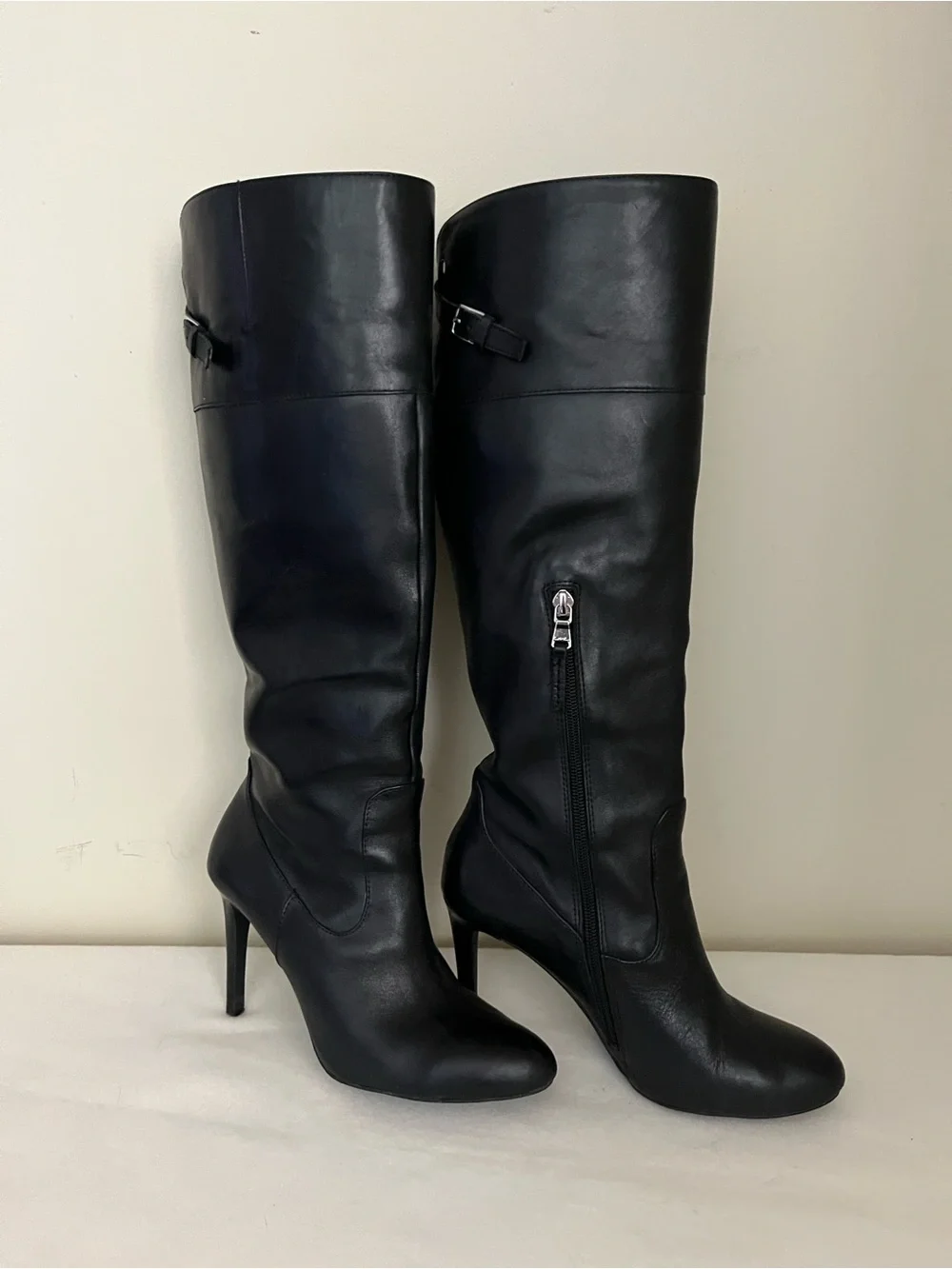 Ralph Lauren Black Leather Over-the-Knee Boots